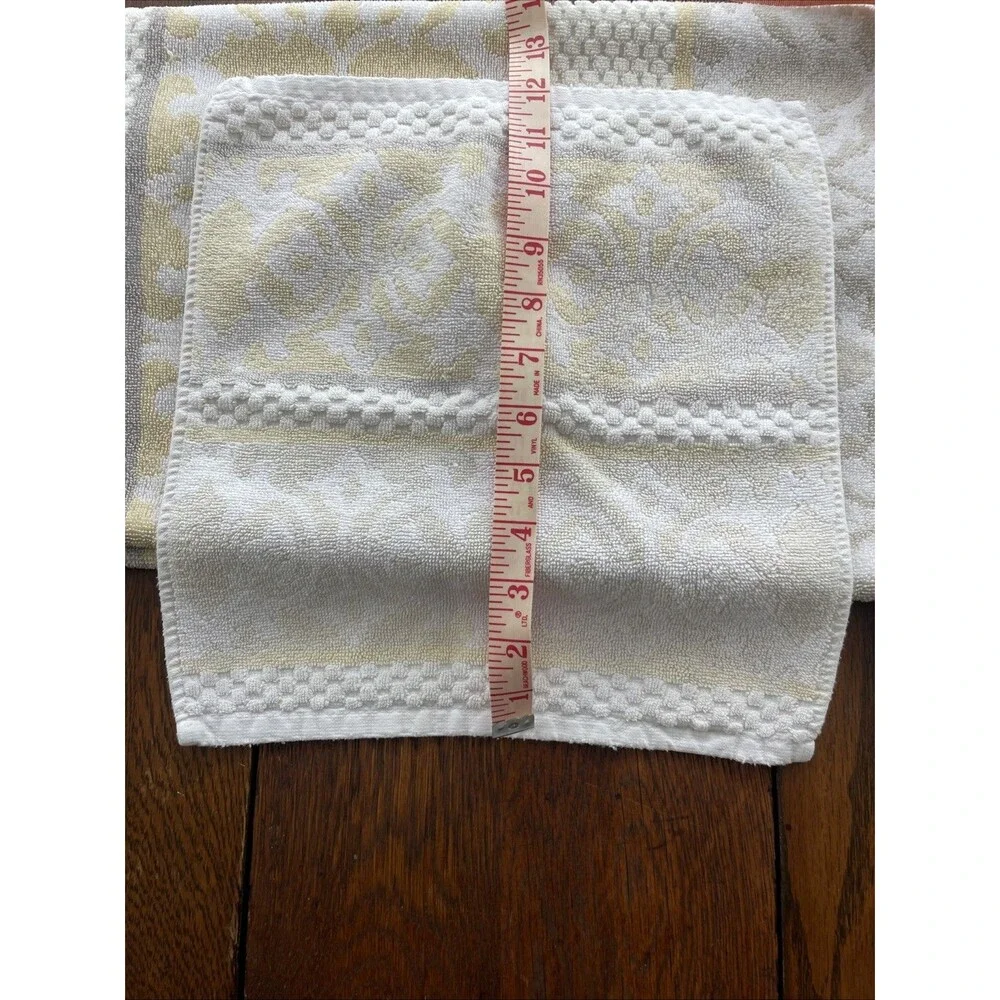 2 PC Towel Set Beau Monde Bath & Wash Cloth Scroll Stripe Neutrals 100% Cotton